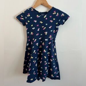 Jumping Beans Girls Heart Print Fit & Flare Dress Size 7 Navy Blue